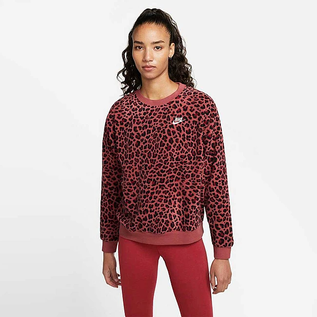 ДАМСКА БЛУЗА NIKE NSW FLC GX AOP CREW FTRA CEDAR