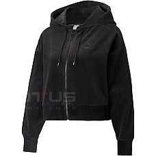 ДАМСКО ГОРНИЩЕ PUMA ICONIC T7 VELOUR FULL-ZIP HOODIE BLACK