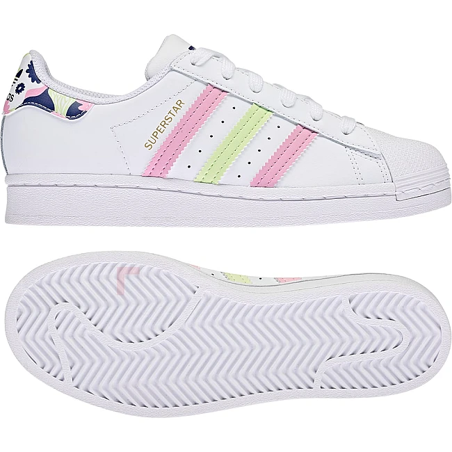 ДЕТСКИ ОБУВКИ ADIDAS ORIGINALS SUPERSTAR J WHITE/LIME/PINK