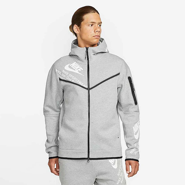 МЪЖКО ГОРНИЩЕ NIKE NSW TCH FLC FZ WR GX HOODIE GREY