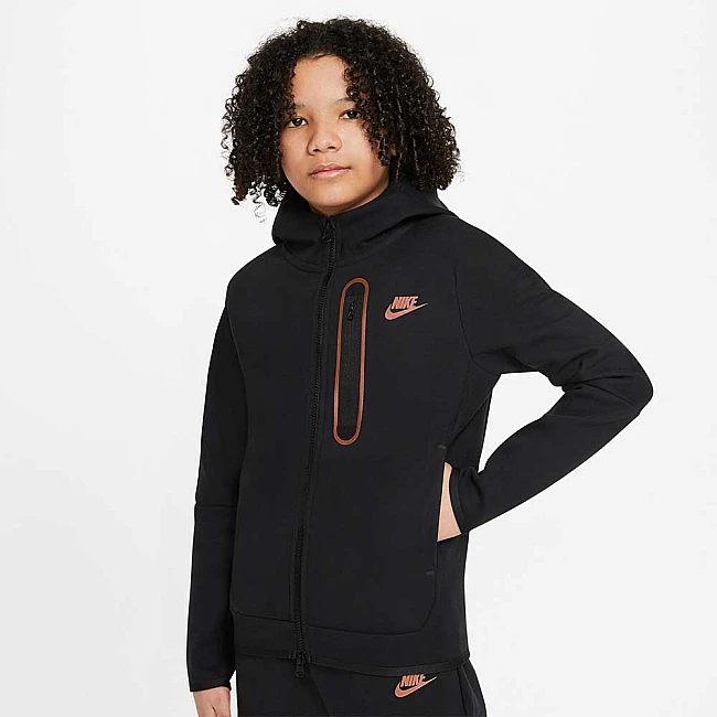 ДЕТСКО ГОРНИЩЕ ЗА МОМЧЕ NIKE NSW TCH FLC BRUSHED FZ BLACK