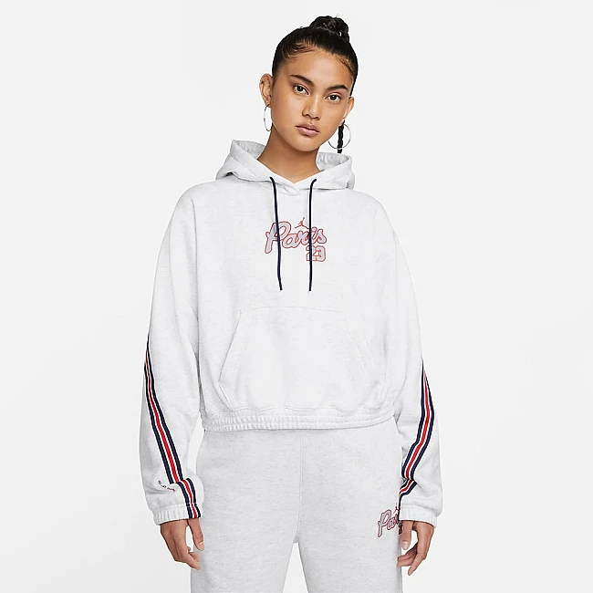 ДАМСКИ СУИТШЪРТ NIKE JORDAN PSG FLC HOODIE BIRCH HTHR