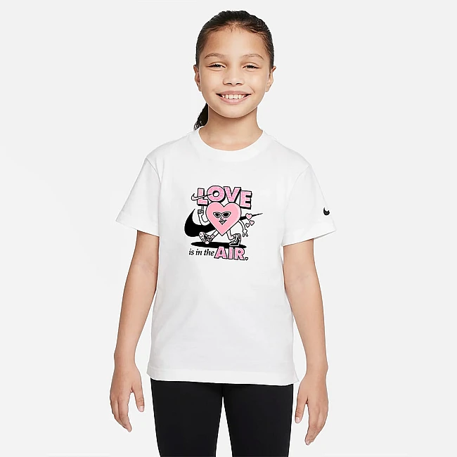 ДЕТСКА ТЕНИСКА ЗА МОМИЧЕ NIKE NSW TEE DPTL VALENTINE WHITE