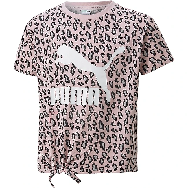 ДЕТСКА ТЕНИСКА ЗА МОМИЧЕ PUMA CLASSICS SUMMER ROAR AOP KNOTTED TEE G PINK