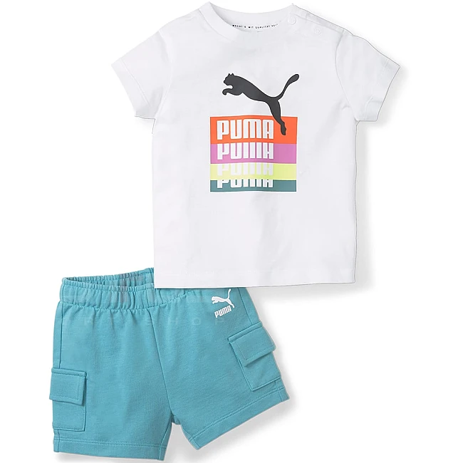 БЕБЕШКИ СПОРТЕН ЕКИП ЗА МОМЧЕ PUMA MINICATS BRAND LOVE SHORT SET WHITE/PORCELAIN