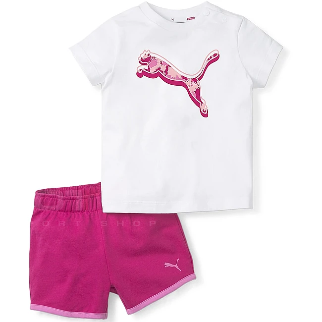 БЕБЕШКИ СПОРТЕН ЕКИП ЗА МОМИЧЕ PUMA MINICATS ALPHA SHORT SET WHITE/MAUVE