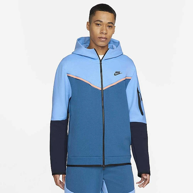 МЪЖКО ГОРНИЩЕ NIKE NSW TCH FLC HOODIE FZ WR BLUE/DK MARINA