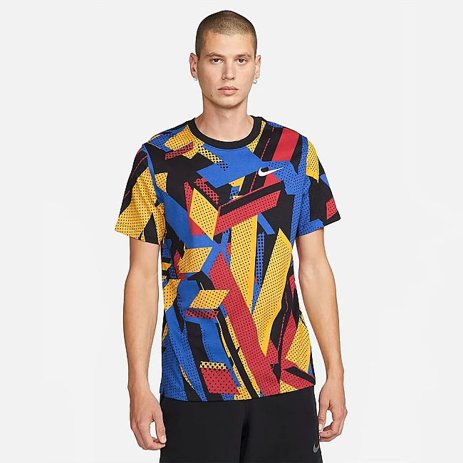 МЪЖКА ТЕНИСКА NIKE DF TEE SU PRINT YELLOW/BLUE