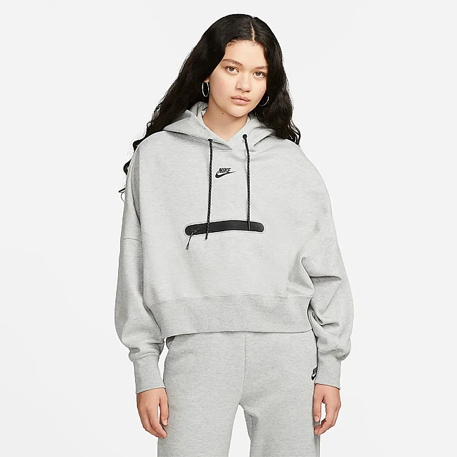 ДАМСКИ СУИТШЪРТ NIKE NSW TCH FLC ESSNL PO HDY OOS GREY HTHR