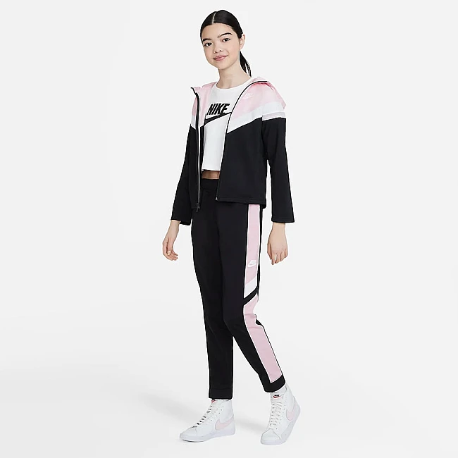 ДЕТСКИ СПОРТЕН ЕКИП ЗА МОМИЧЕ NIKE NSW POLY WVN OVRLY TRACKSUIT PINK/BLACK