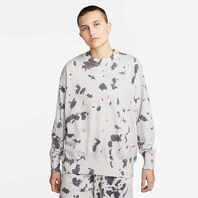 ДАМСКА БЛУЗА NIKE NSW CLD DYE JRSY CREW WHITE/BLACK