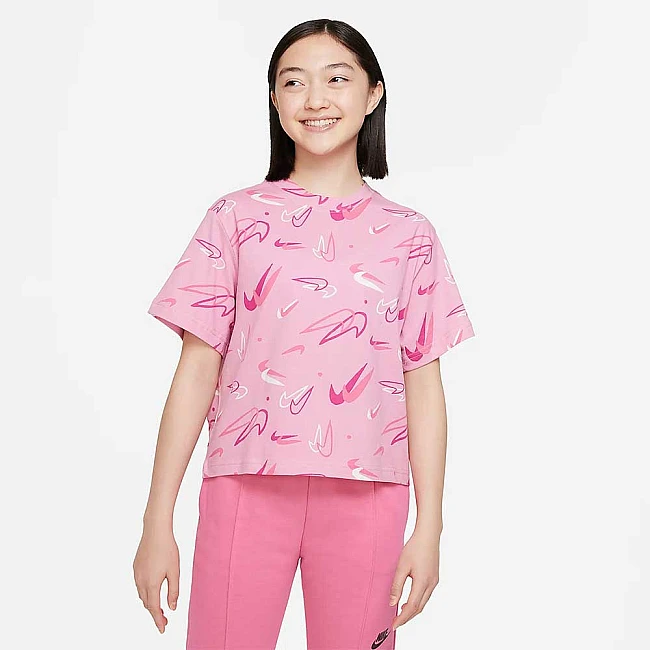 ДЕТСКА ТЕНИСКА ЗА МОМИЧЕ NIKE NSW TEE BOXY SWOOSHFETTI PINK