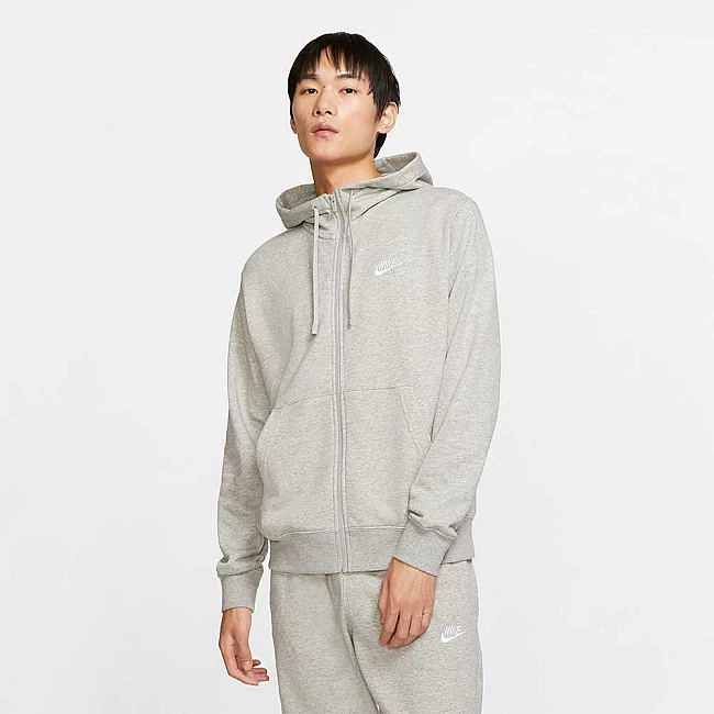 МЪЖКО ГОРНИЩЕ NIKE NSW CLUB HOODIE FZ FT GREY HTHR