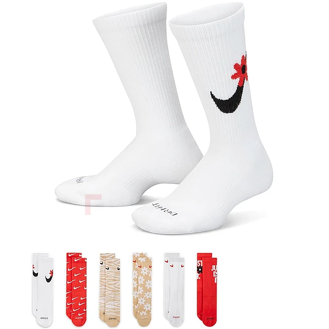 ЧОРАПИ NIKE EVERYDAY PLUS CUSH CREW 6PR - 144 G WHITE/SESAME