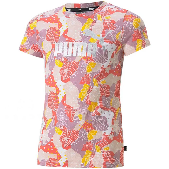 ДЕТСКА ТЕНИСКА ЗА МОМИЧЕ PUMA ESS+ BLOOM AOP TEE G SALMON