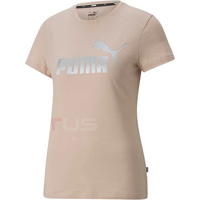 ДАМСКА ТЕНИСКА PUMA ESS+ METALLIC LOGO TEE ROSE QUARTZ/SILVER