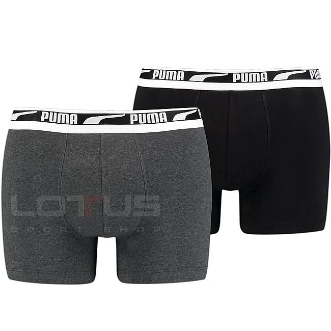 МЪЖКИ БОКСЕР PUMA MULTI LOGO BOXER 2P BLACK/GREY