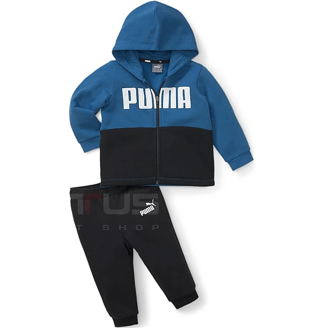 БЕБЕШКИ СПОРТЕН ЕКИП ЗА МОМЧЕ PUMA MINICATS COLORBLOCK JOGGER FL BLUE/BLACK