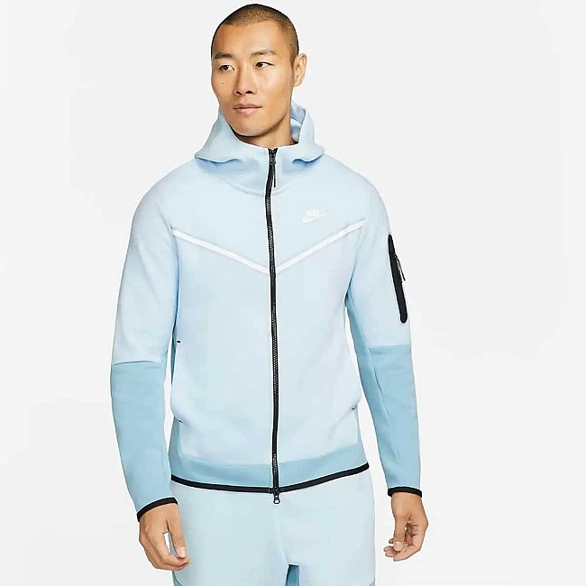 МЪЖКО ГОРНИЩЕ NIKE NSW TCH FLC HOODIE FZ LT BLUE