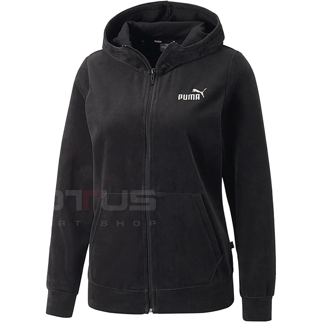 ДАМСКО ГОРНИЩЕ PUMA ESS+ VELOUR FULL-ZIP HOODIE BLACK