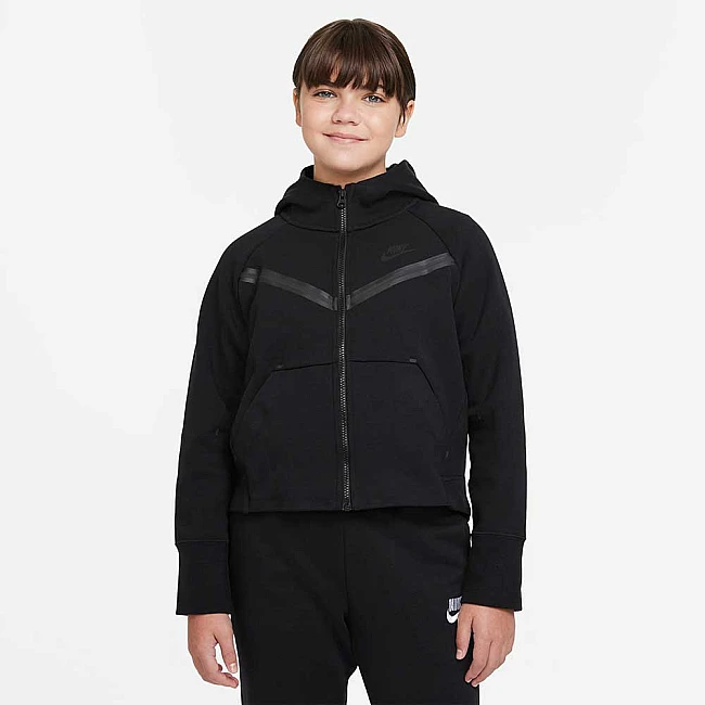 ДЕТСКО ГОРНИЩЕ ЗА МОМИЧЕ NIKE NSW TCH FLC WR HOODIE FZ BLACK