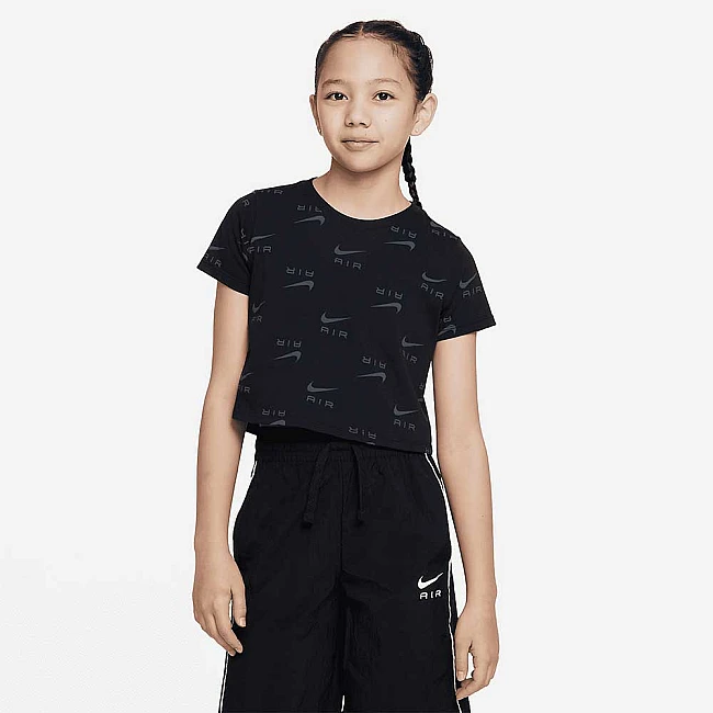 ДЕТСКА ТЕНИСКА ЗА МОМИЧЕ NIKE NSW TEE CROP AIR AOP BLACK