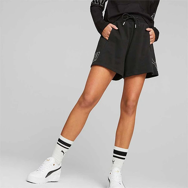 ДАМСКИ КЪСИ ПАНТАЛОНИ PUMA POWER COLORBLOCK HIGH-WAIST SHORTS TR BLACK