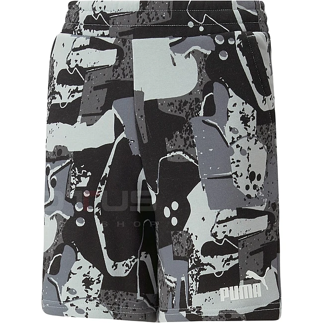 ДЕТСКИ КЪСИ ПАНТАЛОНИ ЗА МОМЧЕ PUMA ESS+ STREET ART AOP SHORTS B BLACK