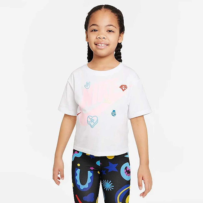 ДЕТСКА ТЕНИСКА ЗА МОМИЧЕ NIKE LOVE ICON BOXY TEE WHITE