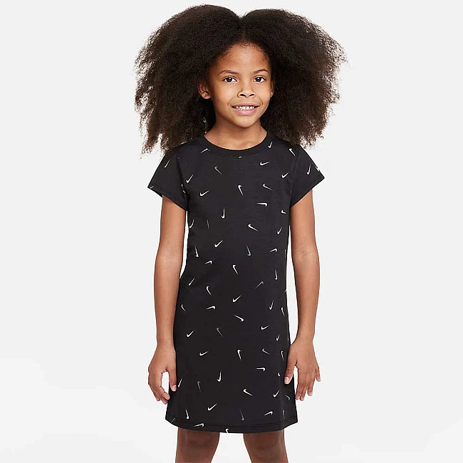 ДЕТСКА РОКЛЯ NIKE SWOOSH PRINTED TEE DRESS BLACK