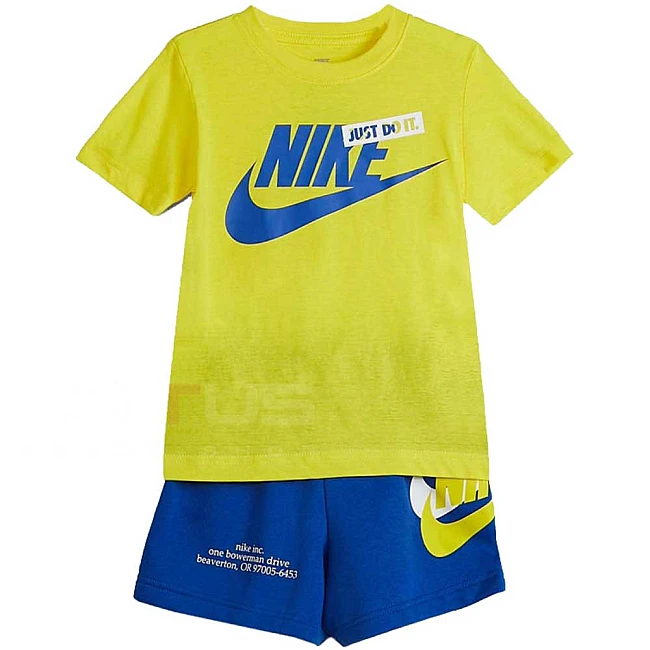 БЕБЕШКИ СПОРТЕН ЕКИП ЗА МОМЧЕ NIKE NSW HBR ICON SHORT SET YELLOW/BLUE