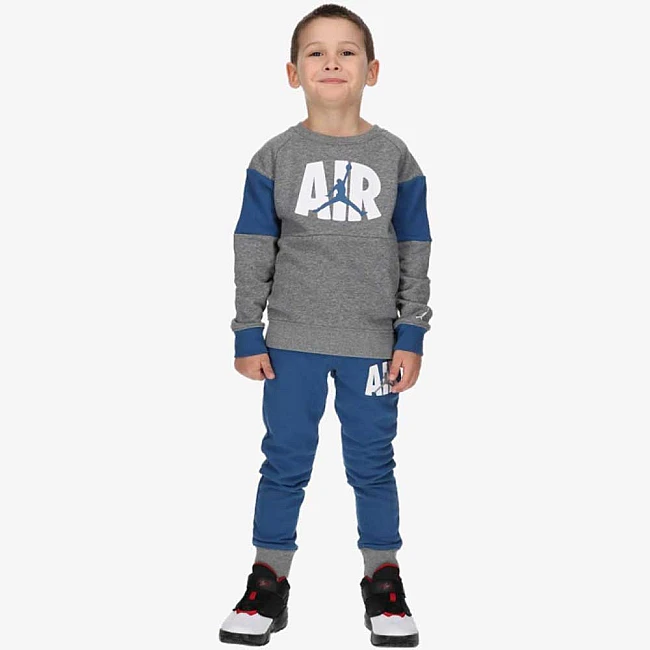 ДЕТСКИ СПОРТЕН ЕКИП ЗА МОМЧЕ NIKE JORDAN JUMBO AIR FT CREW SET GREY/BLUE