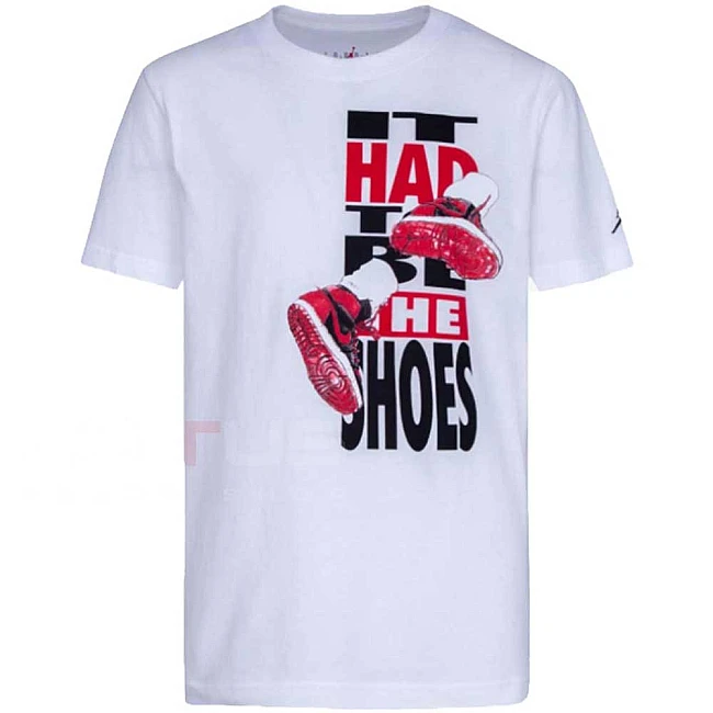 ДЕТСКА ТЕНИСКА ЗА МОМЧЕ NIKE JORDAN THE SHOES SS TEE WHITE