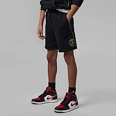 ДЕТСКИ КЪСИ ПАНТАЛОНИ ЗА МОМЧЕ NIKE JORDAN PSG FLC SHORT BLACK