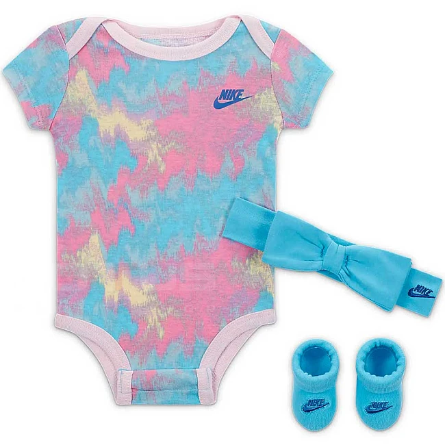 БЕБЕШКИ КОМПЛЕКТ ЗА МОМИЧЕ NIKE NHG DIGI DYE GIRLS 3 PC BOX SE BLUE/PINK