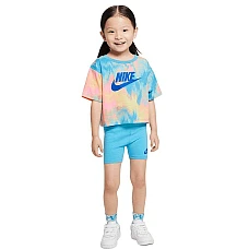 ДЕТСКИ СПОРТЕН ЕКИП ЗА МОМИЧЕ NIKE BOXY TEE AND BIKE SHORT SET BLUE