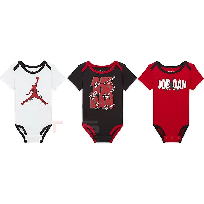 БЕБЕШКИ БОДИТА ЗА МОМЧЕ NIKE JORDAN PLAYGROUND 3PK SET BLACK/RED/WHITE
