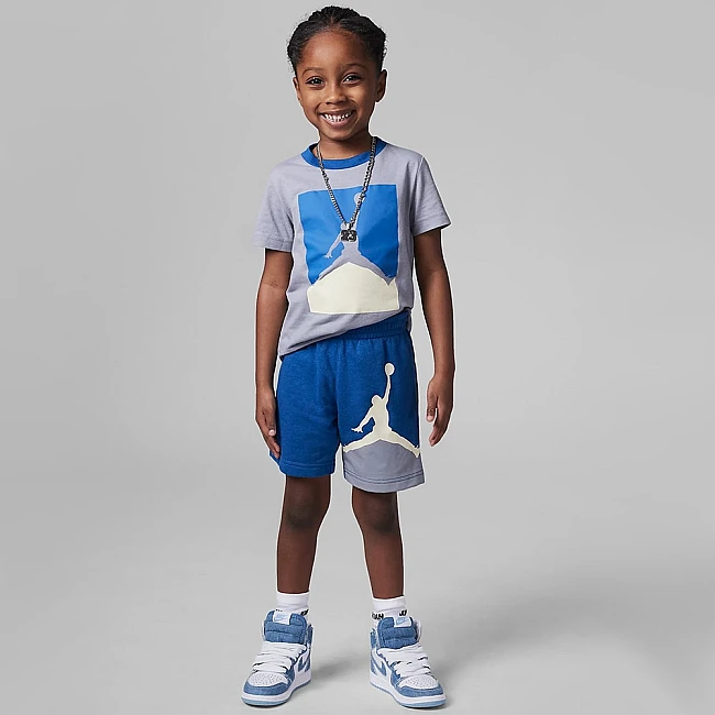 БЕБЕШКИ СПОРТЕН ЕКИП ЗА МОМЧЕ NIKE JORDAN JUMPMAN FT SHORT SET GREY/BLUE