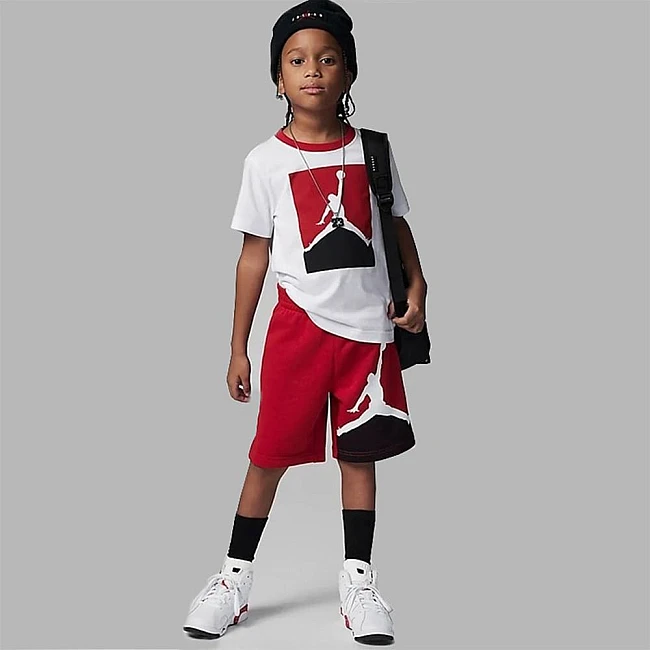 БЕБЕШКИ СПОРТЕН ЕКИП ЗА МОМЧЕ NIKE JORDAN JUMPMAN FT SHORT SET WHITE/RED