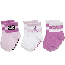 БЕБЕШКИ ЧОРАПИ ЗА МОМИЧЕ NIKE JORDAN OPEN INF/TODD 3PK GRIPPER FUCHSIA/WHITE/GRAPE