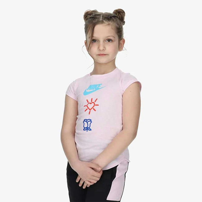 ДЕТСКА ТЕНИСКА ЗА МОМИЧЕ NIKE LOVE ICON STACK TEE PINK