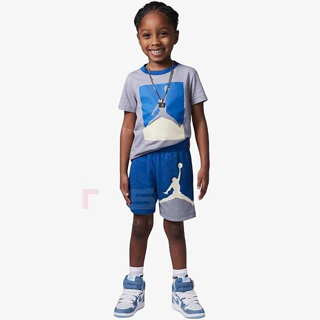 БЕБЕШКИ СПОРТЕН ЕКИП ЗА МОМЧЕ NIKE JORDAN JDB JUMPMAN FT SHORT SET GREY/BLUE