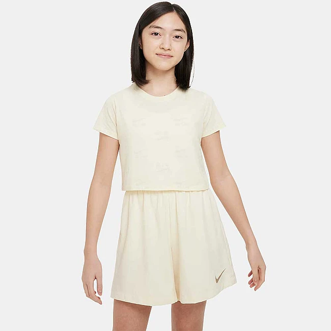 ДЕТСКА ТЕНИСКА ЗА МОМИЧЕ NIKE NSW TEE CROP AIR AOP COCONUT