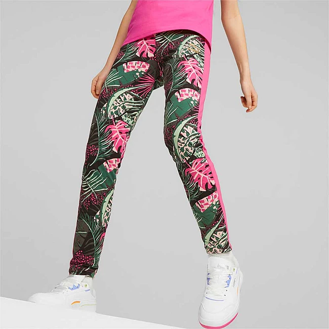 ДЕТСКИ КЛИН ЗА МОМИЧЕ PUMA T7 VACAY QUEEN AOP LEGGINGS G PINK/GREEN