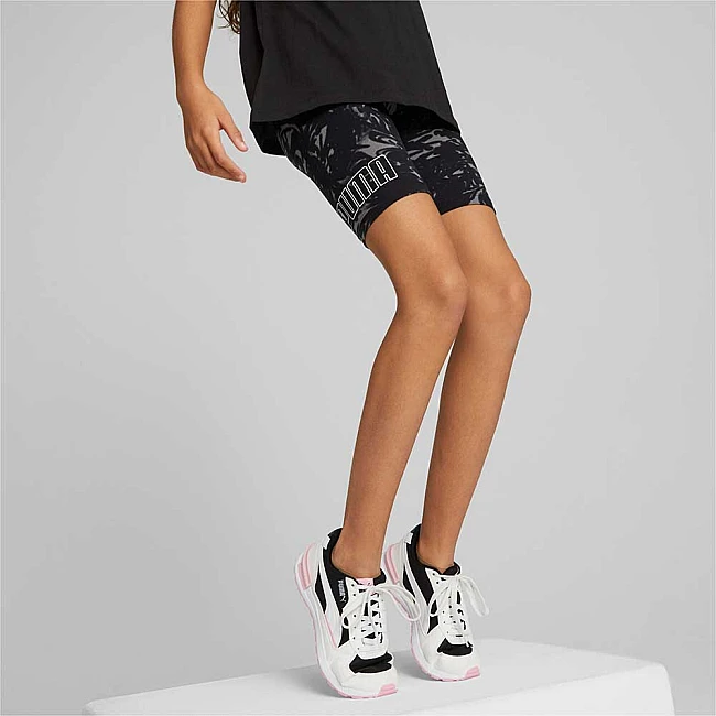 ДЕТСКИ КЪС КЛИН ЗА МОМИЧЕ PUMA POWER SUMMER HIGH WAIST AOP SHORT LEGGINGS G BLACK