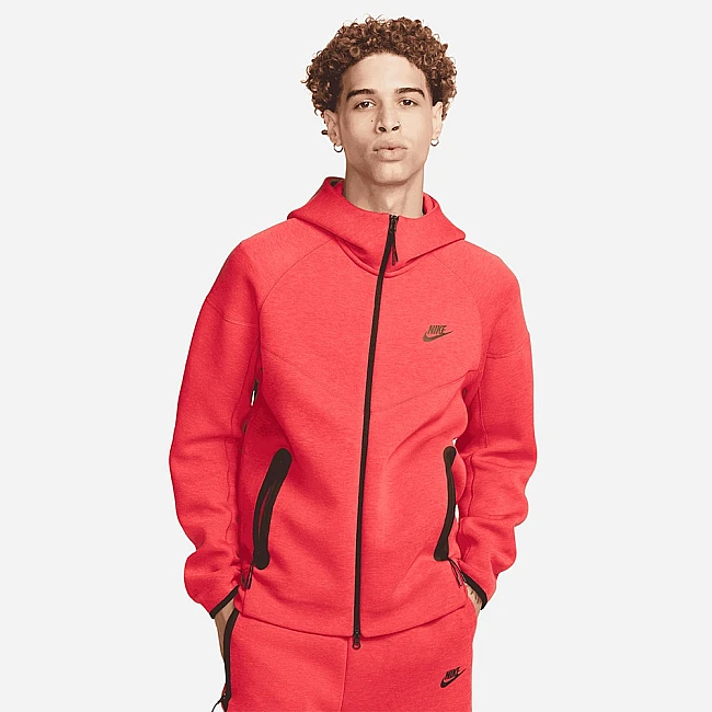 МЪЖКО ГОРНИЩЕ NIKE TCH FLC FZ WR HOODIE LT RED HTR
