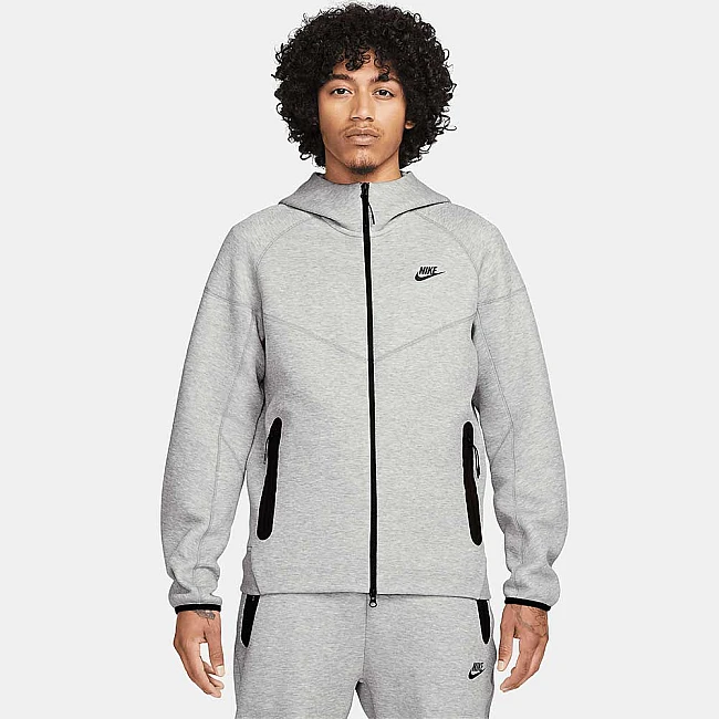 МЪЖКО ГОРНИЩЕ NIKE TCH FLC FZ WR HOODIE DK GREY HTHR