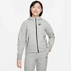ДЕТСКО ГОРНИЩЕ ЗА МОМИЧЕ NIKE NSW TCH FLC HD FZ LS DK GREY HTHR