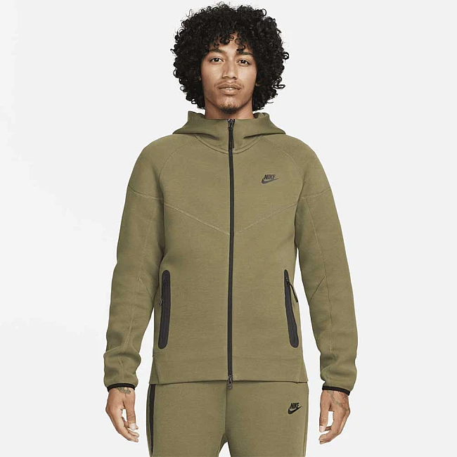 МЪЖКО ГОРНИЩЕ NIKE TCH FLC FZ WR HOODIE MEDIUM OLIVE