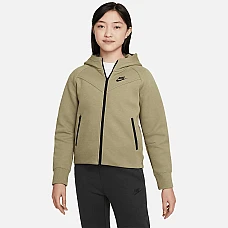 ДЕТСКО ГОРНИЩЕ ЗА МОМИЧЕ NIKE NSW TCH FLC HD FZ LS NEUTRAL OLIVE